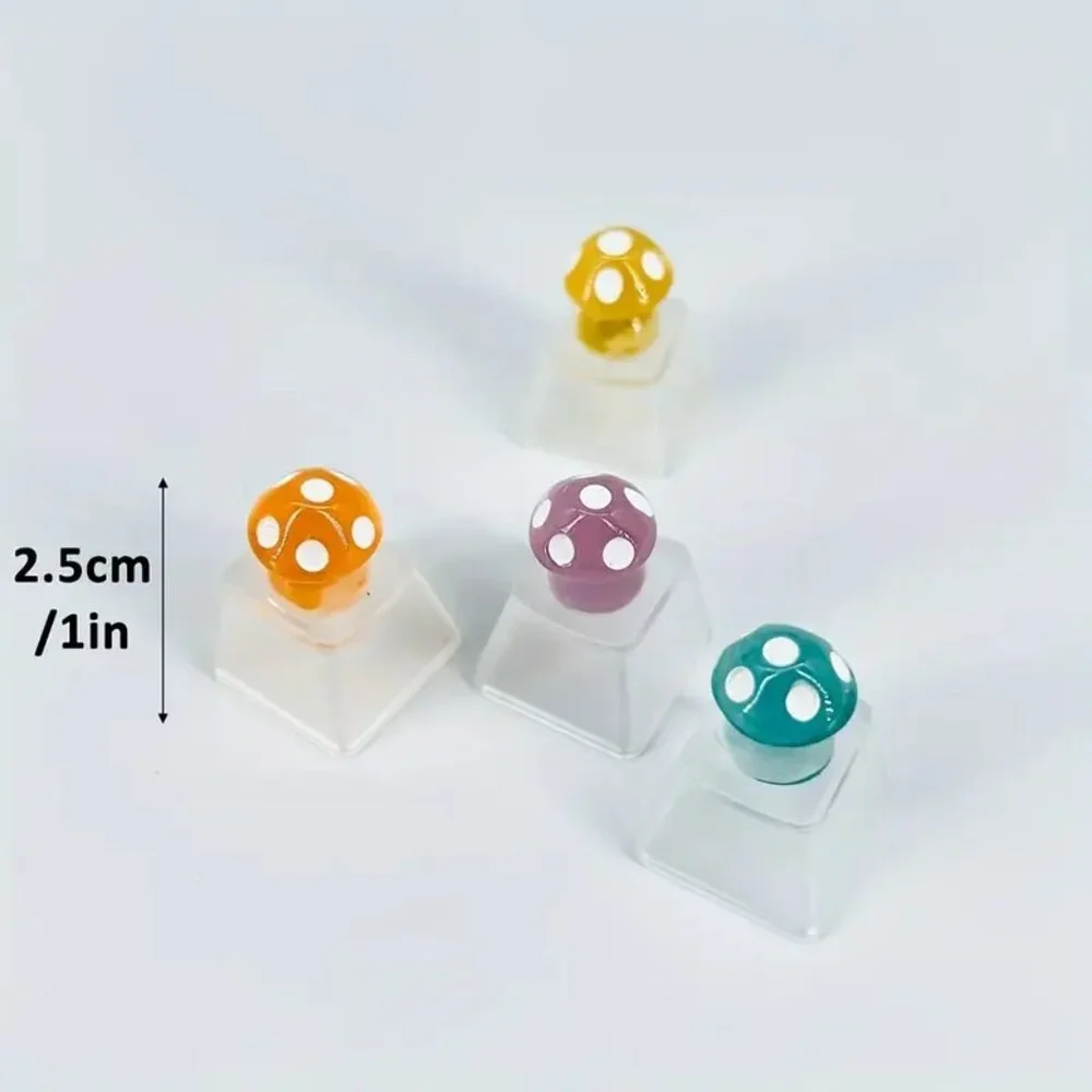 4pcs Cute Mushroom Keycaps, Mechanical Keyboard Decoration, ABS Resin, OEM
